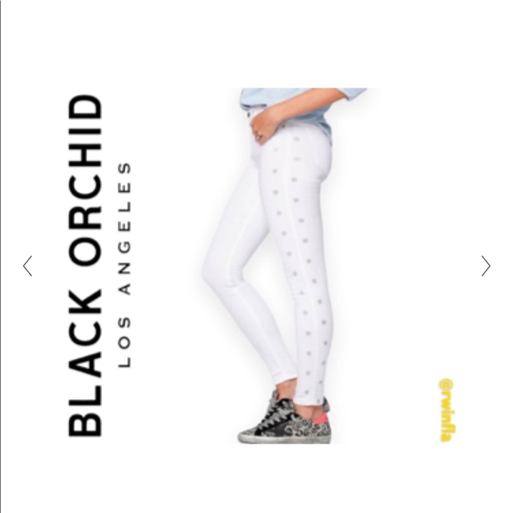 Black Orchid white star high rise skinny jeans